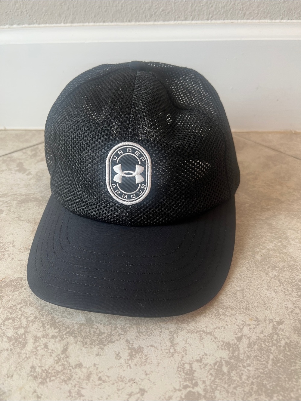 Under Armour Black Mesh Patch Logo Trucker Cap